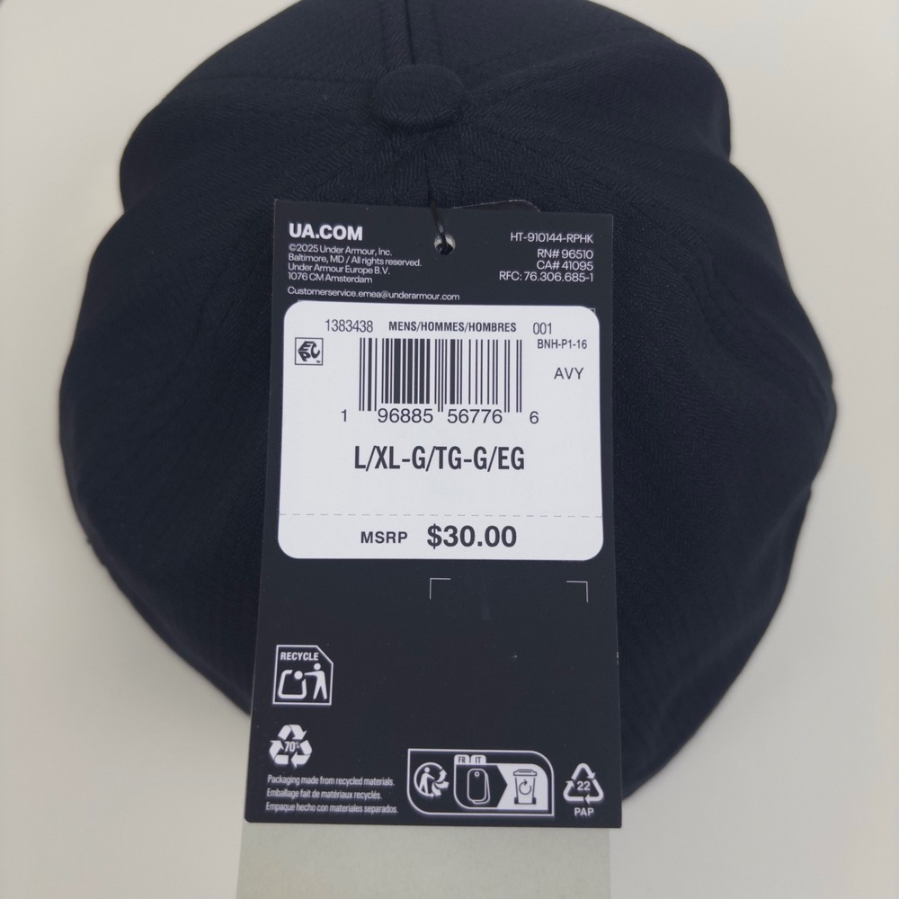 Under Armour Hat Mens L/XL Black Iso-Chill Low Structured Golf Cap 1383438 - Picture 5 of 6